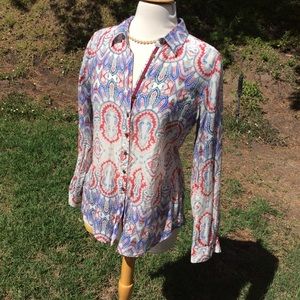 Johnny Was 3J Workshop floral paisley silk top